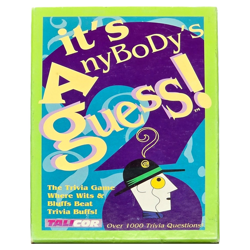 Talicor‎ Its AnyBodys Guess Unisex Vintage Board Game Retro Trivia Party Green